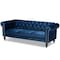 Baxton Studio Emma Navy Blue Velvet Upholstered and Button Tufted Chesterfield Sofa 163-10309 - alternate 1